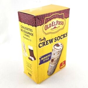Old El Paso  2 Pair Novelty Buritto Style Crew Socks Shoe Size 8-12